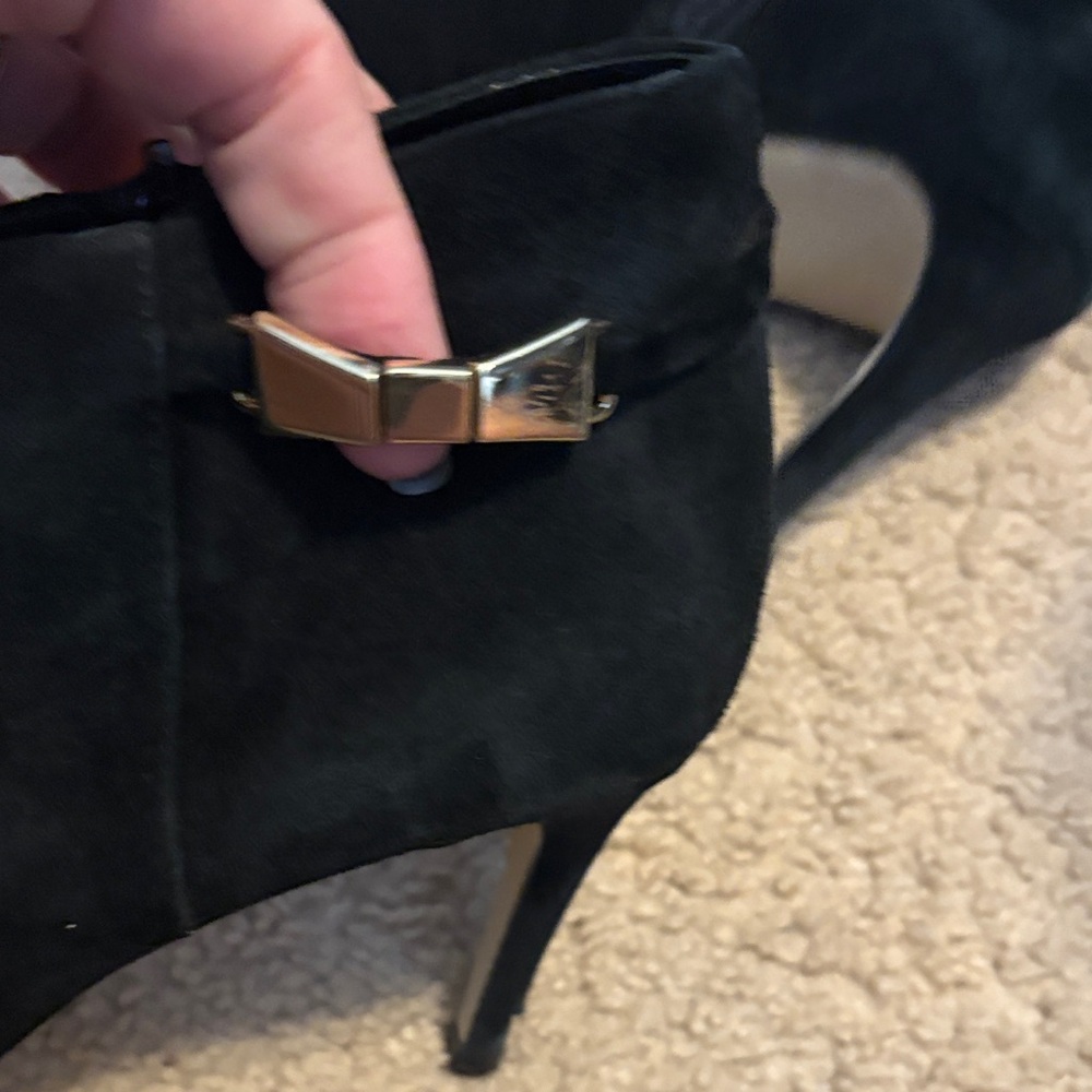 Kate Spade Black Heeled Boots with Gold Accent - Picture 4 of 5